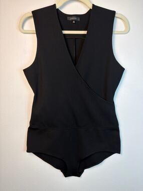 Babaton Aritzia Womens Black Contour Wrap Sleeveless Bodysuit | Size M